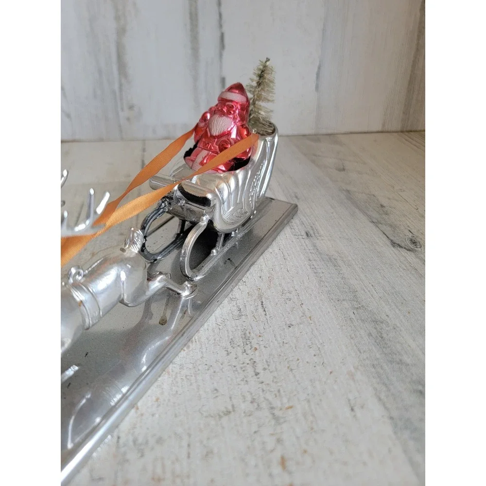Santa Claus AS IS vintage sleigh unique table top Xmas home decor reindeer